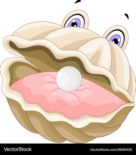 Cute oyster with a pearl cartoon Royalty Free Vector Image