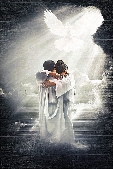 Hugging Jesus in heaven Dove Vertical Poster No Frame, Canvas Home ...