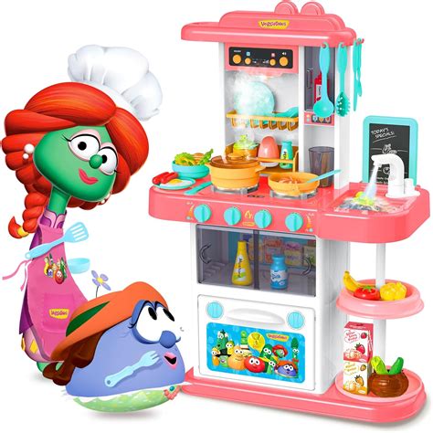 Amazon.com: VeggieTales Kids Kitchen Playset, 43 PCS Play Kitchen Accessories with Realistic ...