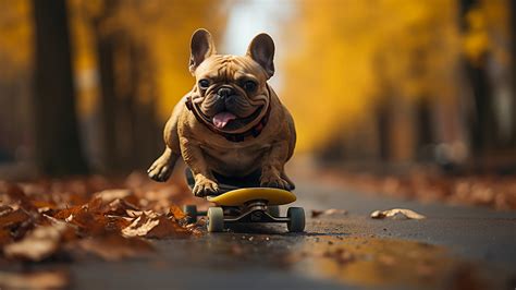 Dog Pug Skateboard 4K #1233a Wallpaper PC Desktop