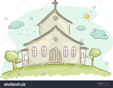 Doodle Illustration Facade Church Stock Vector (Royalty Free) 311117483 ...