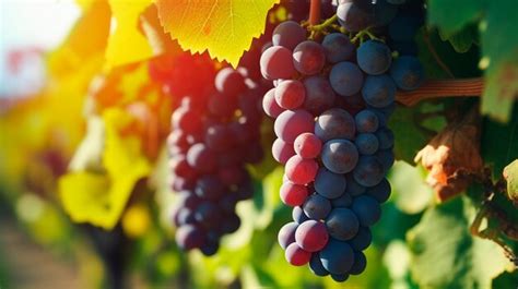 Premium AI Image | bunch of red grapes in the vineyard