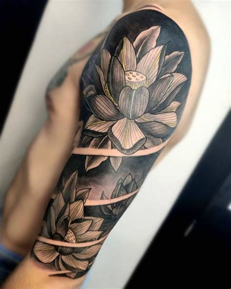 Lotus Flower Tattoo Sleeve Men