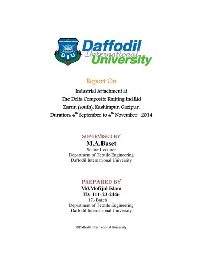 Report On - Daffodil International University