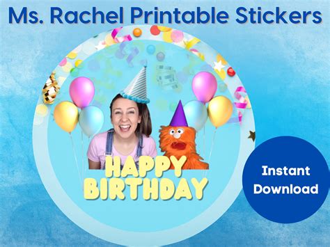 Ms. Rachel Happy Birthday Printable Stickers PDF Ready to - Etsy Canada