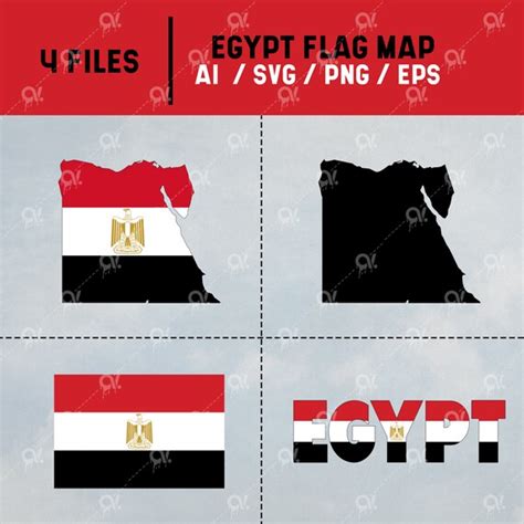 Egypt Flag Map 4 Files SVG Ai EPS PNG Cut File for Cutting | Etsy