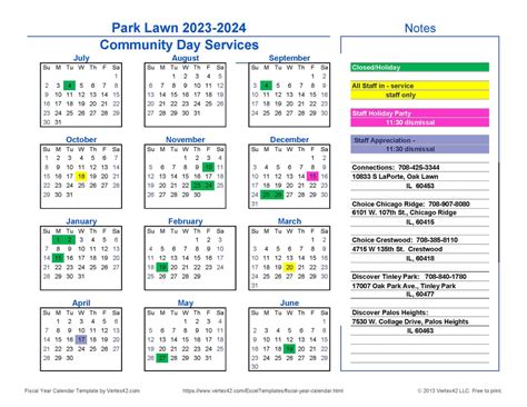 2023-2024 Community Day Services Calendar - Park Lawn