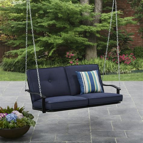 Mainstays Belden Park Hanging Steel Porch Swing - Blue - Walmart.com - Walmart.com