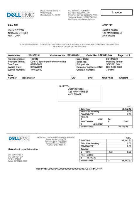 USA Dell Technologies Invoice Template In Word And PDF Format, Fully Editable | Mr. Verify