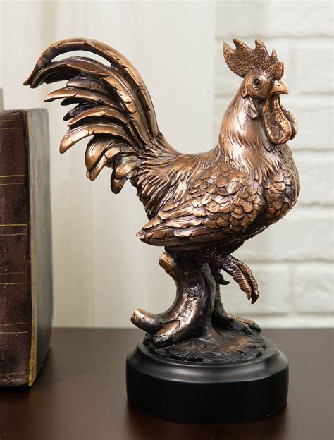 Ebros Decorative Sunshine Country Farm Rooster Bronze Electroplated ...