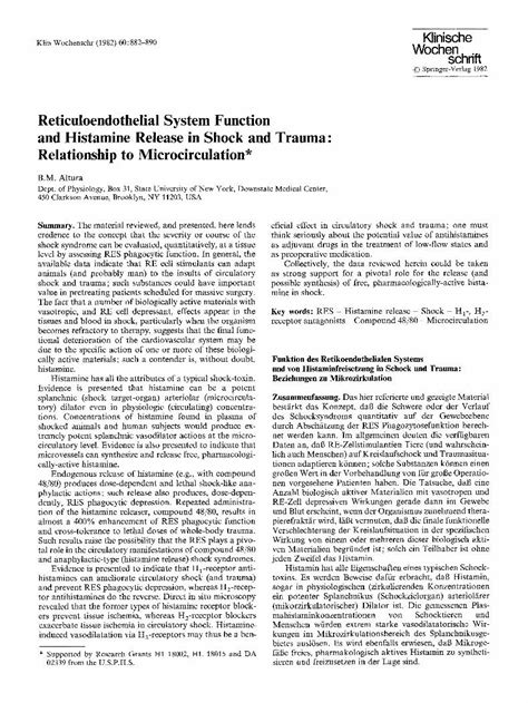 (PDF) Reticuloendothelial system function and histamine release in ...