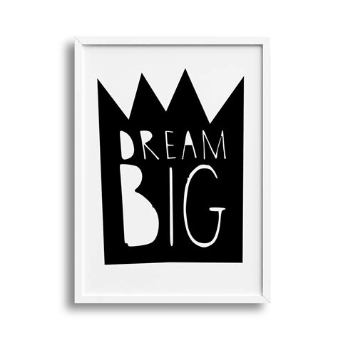 Dream Big Nursery Print Bedroom Wall Art Monochrome Nursery - Etsy