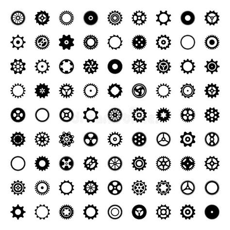 Big Set of Black Vector Gear Wheels Stock Vector - Illustration of collection, logotype: 246751167