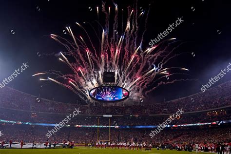 Fireworks Seen Over Arrowhead Stadium Before Editorial Stock Photo ...