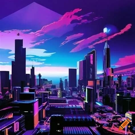 Retro cityscape inspired by 1990s anime on Craiyon