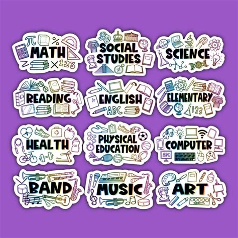 Choice of School Subject Stickers Course Labels School - Etsy