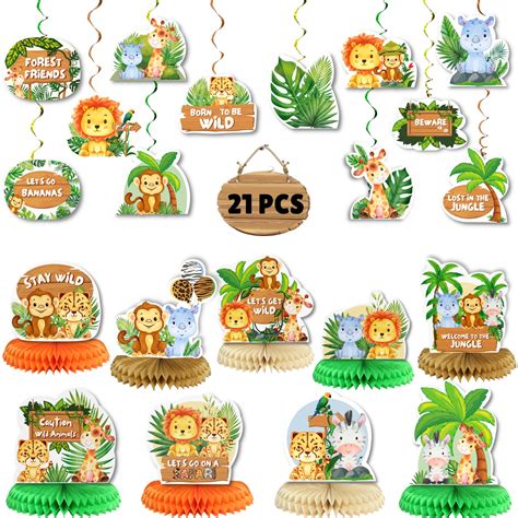 Buy 21 Pc Safari Baby Shower Decorations for Boy Jungle Theme Baby ...