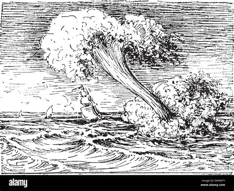 Waterspout, vintage engraved illustration. Dictionary of words and things - Larive and Fleury ...