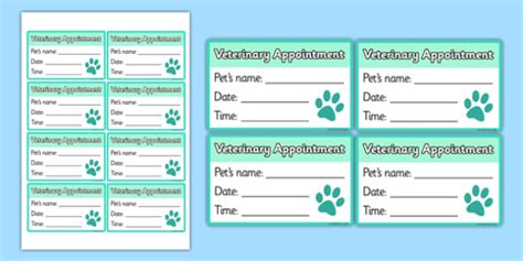 Vet's Surgery Pet Appointments Form - Vets, vet, vet role play