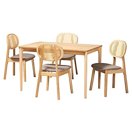 Baxton Studio Darrion 5 Piece Dining Set 29 12 H x 47 14 W x 29 1516 D GrayNatural OakLight ...