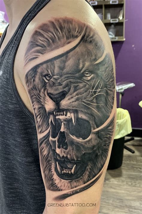 lion/skull tattoo | Mens lion tattoo, Lion tattoo, Geometric lion tattoo