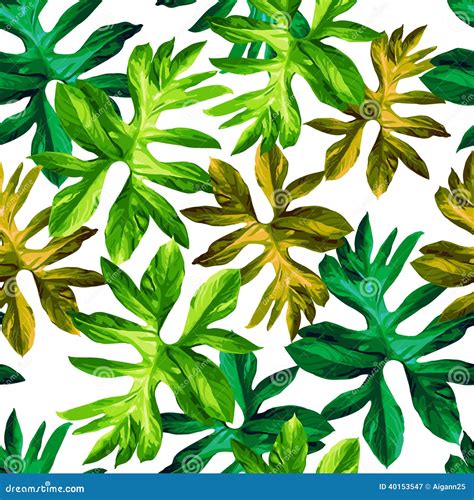 Tropical leaves stock vector. Illustration of green, pattern - 40153547
