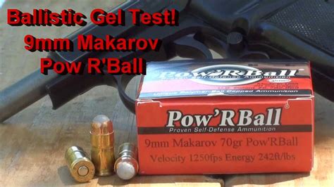 9mm Makarov Pow R Ball Ballistic Gel Test - YouTube