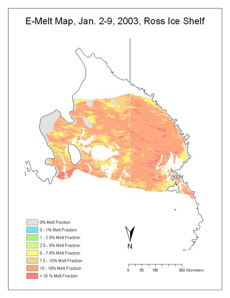 Ross Ice Shelf E-Melt Map, Jan 2-9, 2002. | Download Scientific Diagram