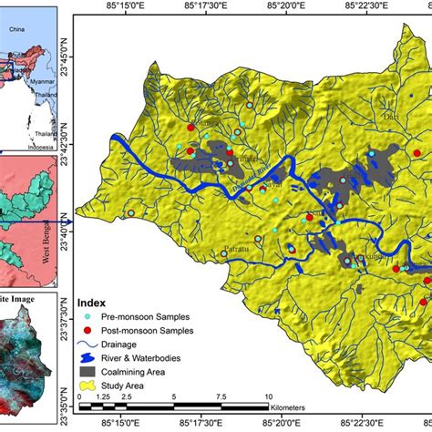 1 Location map of study area showing coal mining regions along with ...