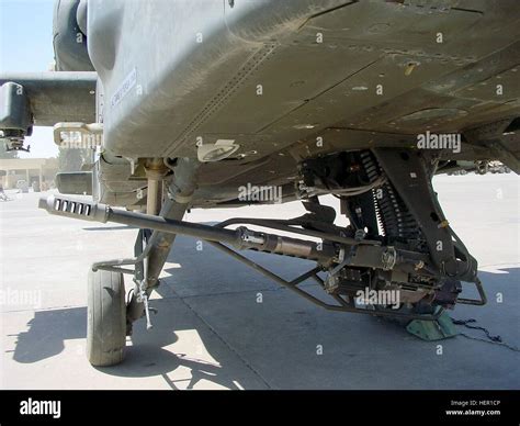 A close up view of the M230 30mm Chain Gun of a combat damaged US Army ...