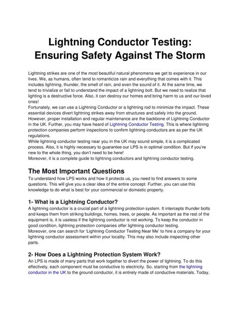 PPT - Lightning Conductor Testing_ Ensuring Safety Against The Storm PowerPoint Presentation ...