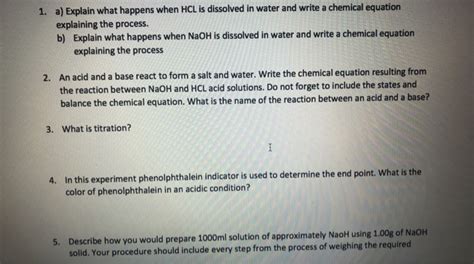 Solved 1. a) Explain what happens when HCL is dissolved in | Chegg.com