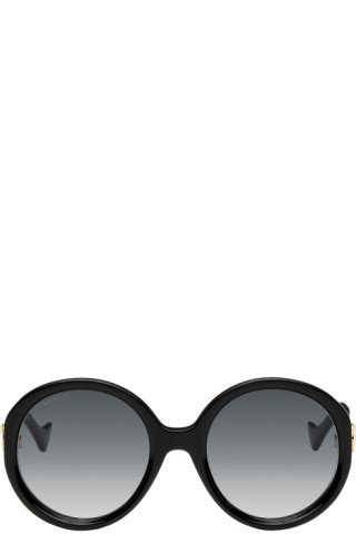 Gucci: Black Round Sunglasses | SSENSE