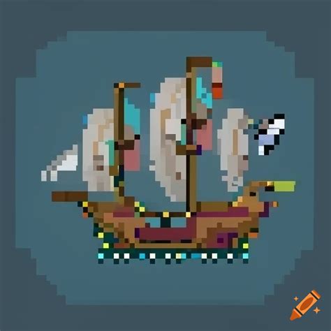 Pirate ship pixel art on Craiyon