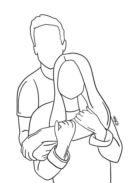 Couple Outline, One to Two People Outline Drawing, Two Person Sketch ...