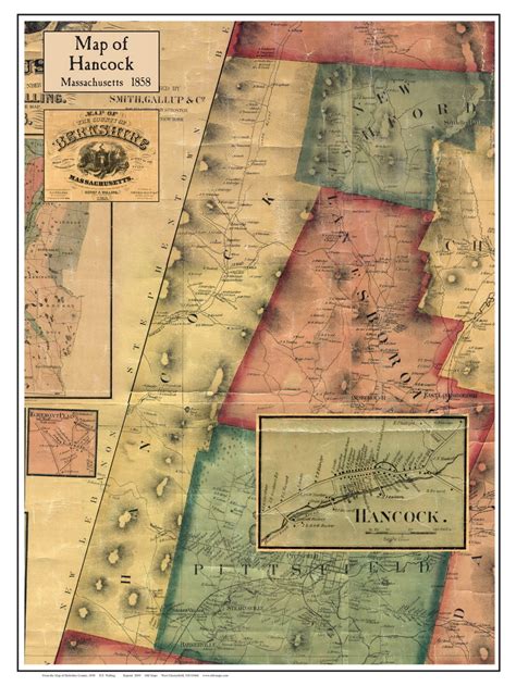 Hancock Poster Map, 1858 Berkshire Co. MA - OLD MAPS