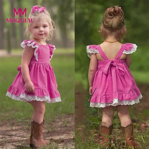 MUQGEW Baby Girls Infant Kids Lace Sundress Solid pink Clothes Princess ...