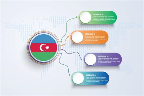 Azerbaijan Flag with Infographic Design isolated on Dot World map ...