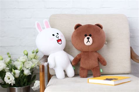 Line Friends Brown Bear Cute Plush Toy Official Stuffed Character Doll ...