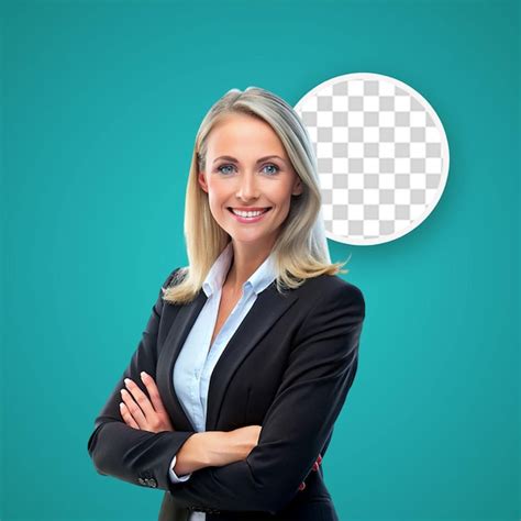 Premium PSD | A woman with her arms crossed and a black and white photo of a smiling woman