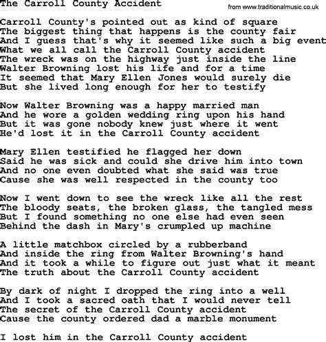 Dolly Parton song: The Carroll County Accident, lyrics