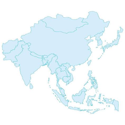 OUTLINE VECTOR MAP OF ASIA - Download at Vectorportal | Map vector, Map ...