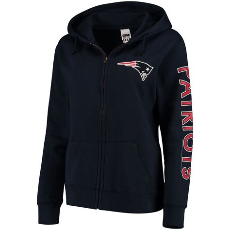 New England Patriots Women's Navy Extra Point 2 Hit Full-Zip Hoodie