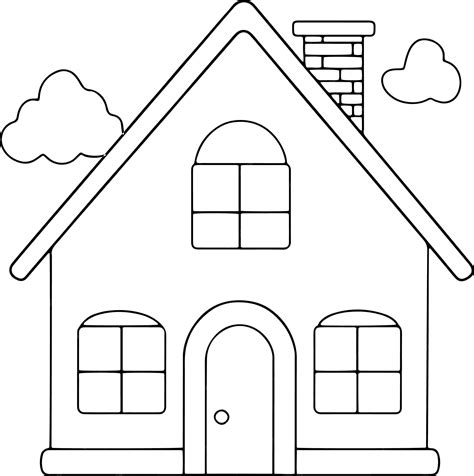 Premium Vector | House vector illustration Black and white outline House coloring book or page ...