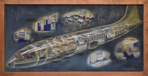 Lot - Aviation interest - a period artist's promotional diagrammatic view of the fuselage and ...