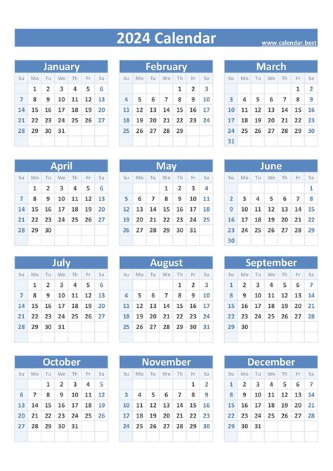 2024 Calendar Printable One Page Portrait Photo - Perle Brandice