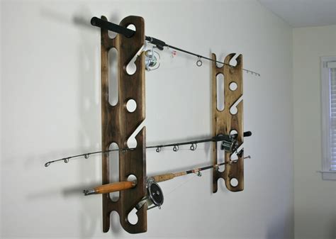 Wall mounted Sport Fishing Rod Holders in Black Walnut #fishingrodholders | Fishing rod holder ...