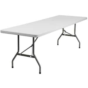 96 in. White Plastic Tabletop Metal Frame Folding Table CGA-RB-5447-WH-HD - The Home Depot