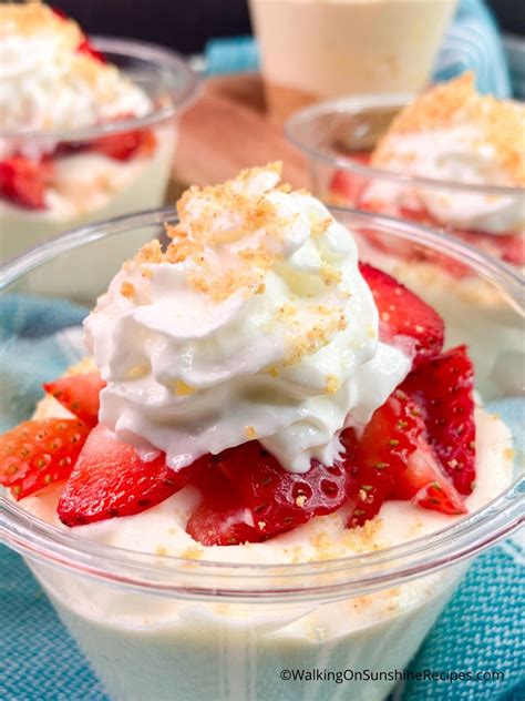 Strawberry Cheesecake Pudding Cups - Walking On Sunshine Recipes