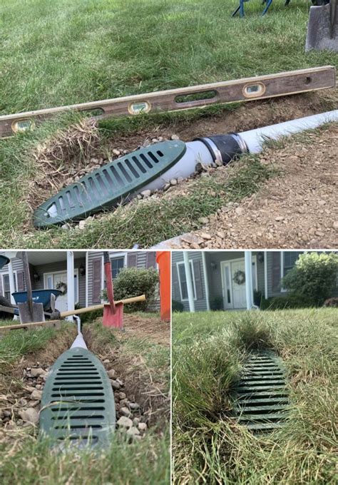 Buried Downspout Drainage System Installation - Gutter Water Piped Underground to a Surface ...